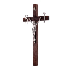 Krzyż saletyński drewniany kolor ciemny brąz 20 cm JB